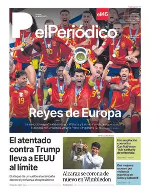 La portada de EL PERIÓDICO del 15 de julio de 2024