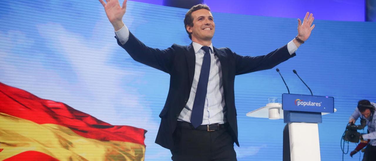 La bandera española ha sido protagonista en todos los actos de Pablo Casado desde su victoria en las primarias del PP.