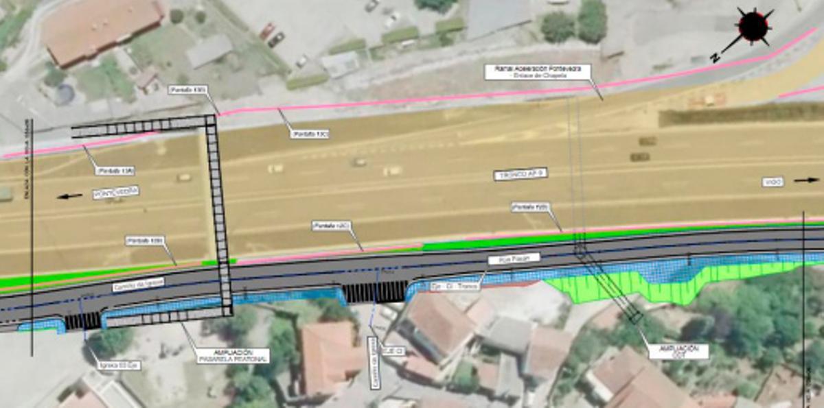 Obras en el entorno de la AP-9 en Chapela.