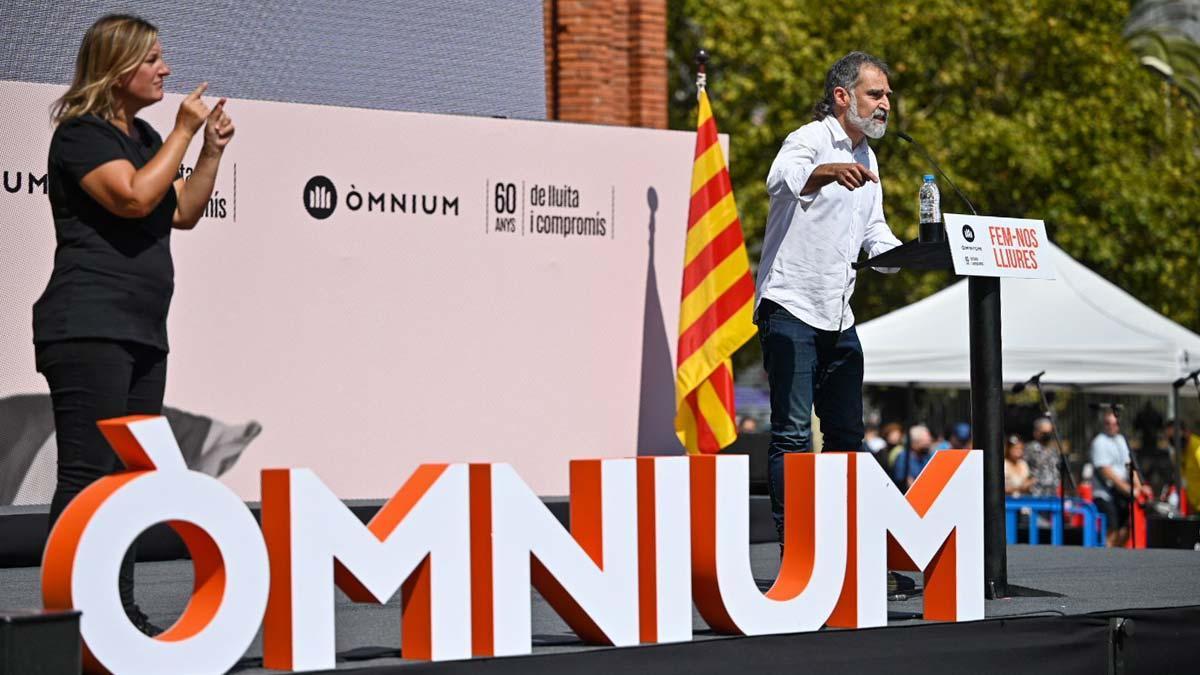 Jordi Cuixart, en el acto de Òmnium en Arc del Triomf