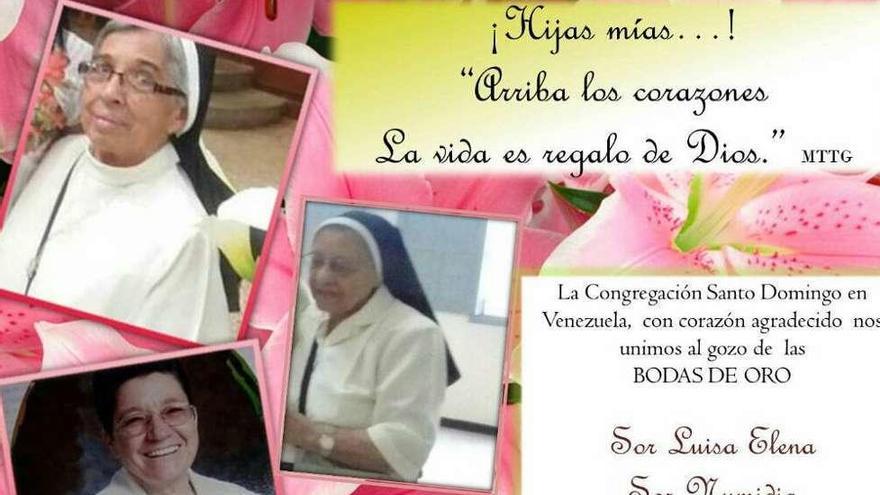 Tarjeta conmemorativa de las bodas de oro de la religiosa.