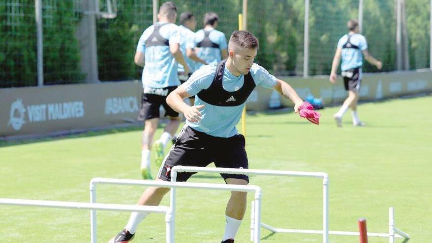 Fran Beltrán, durante el entrenamiento de ayer.