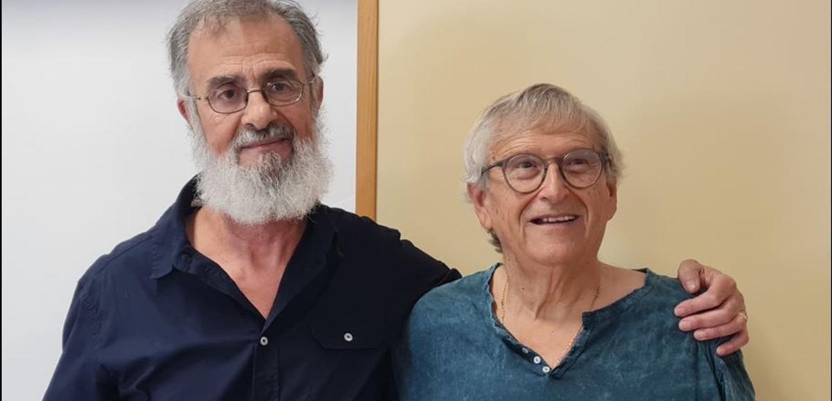 Antoni A. Artigues y Pere Salvà, en la fiesta de despedida por su jubilación este lunes en la UIB.