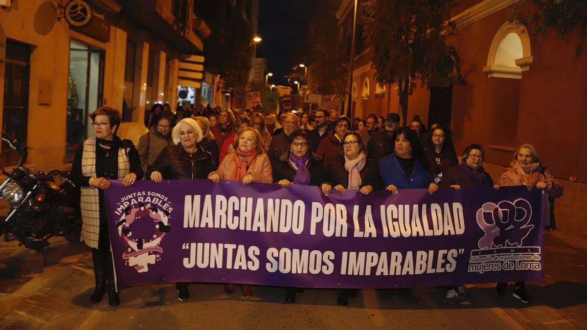 Manifestación en Lorca por el Día Internacional de la Mujer.