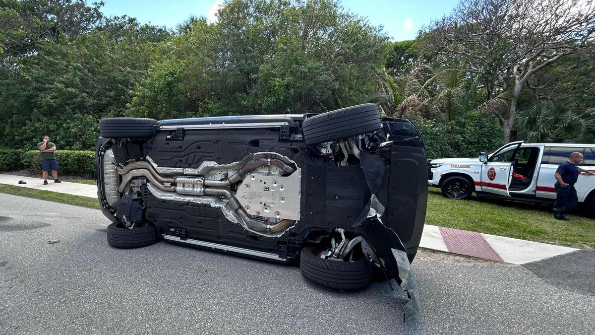 Así quedó el coche de Woods