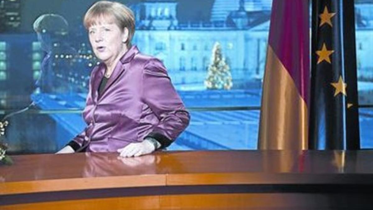 Merkel, tras poner fin a su discurso a los alemanes de fin de año.