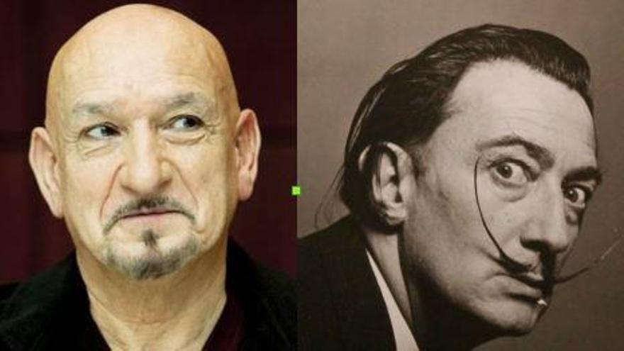 L&#039;actor Ben Kingsely i un retrat de Salvador Dalí