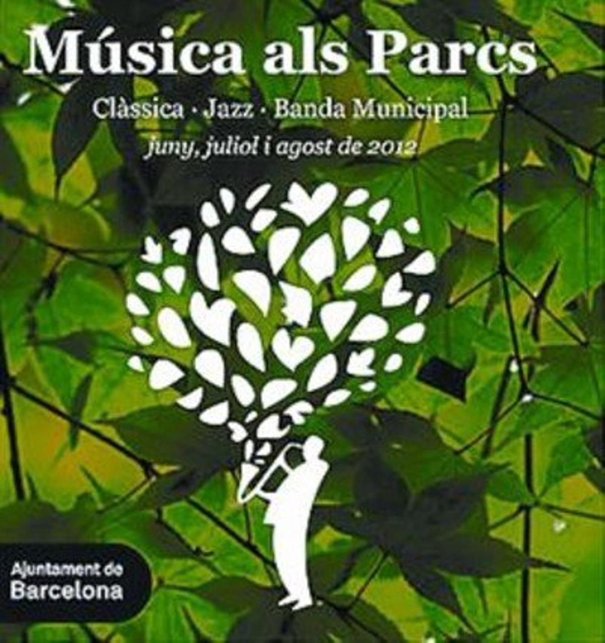 La Banda Municipal, a l’aire lliure. A sota, cartell. La Banda Municipal, a l’aire lliure. A sota, cartell.