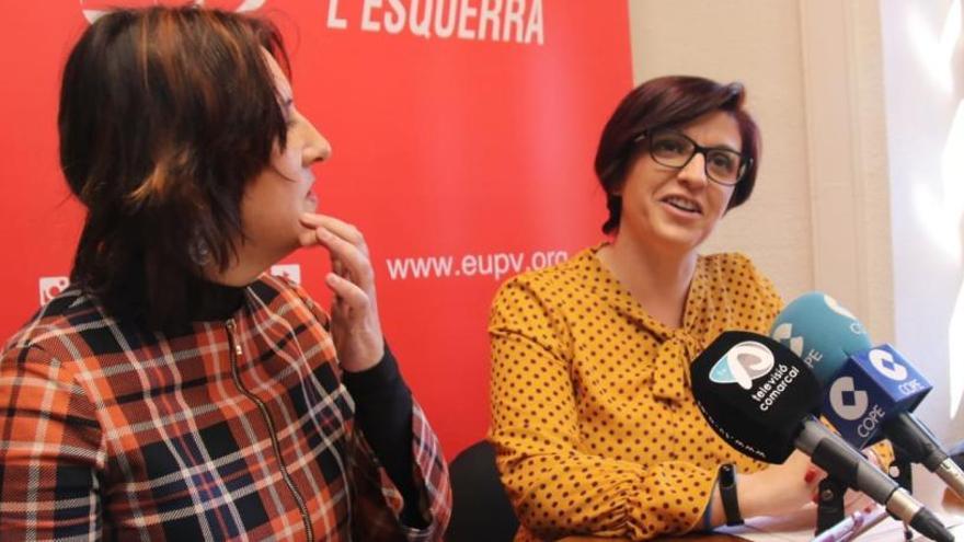 Estefania Blanes ha protagonizado una rueda de prensa esta mañana junto a la coordinadora de EUPV, Rosa Pérez