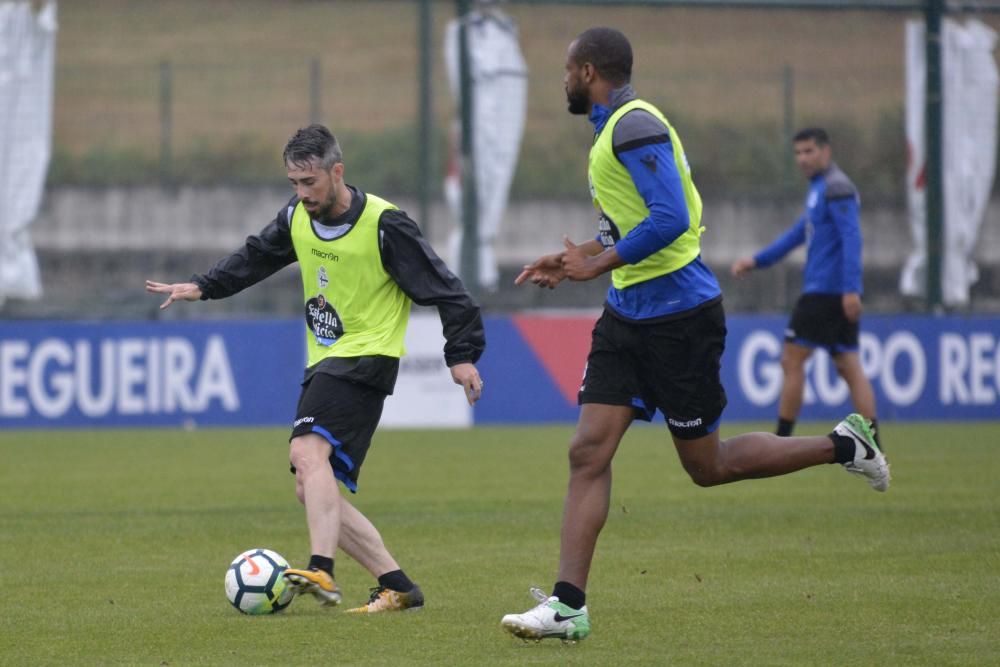 La plantilla se ejercita en las instalaciones de Abegondo con las ausencias de los internacionales Tyton, Borges, Andone, Valverde y Schär, concentrados con sus selecciones, y el lesionado Carlos Gil.