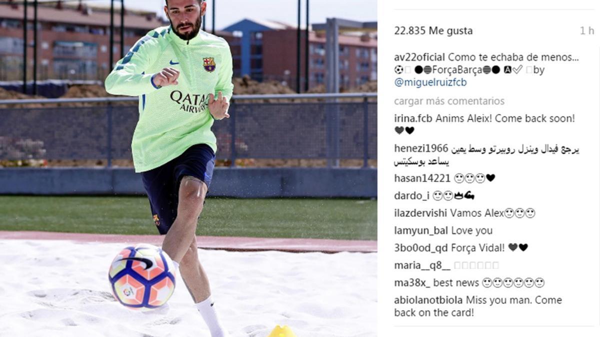 Aleix Vidal mostró sus progresos en Instagram