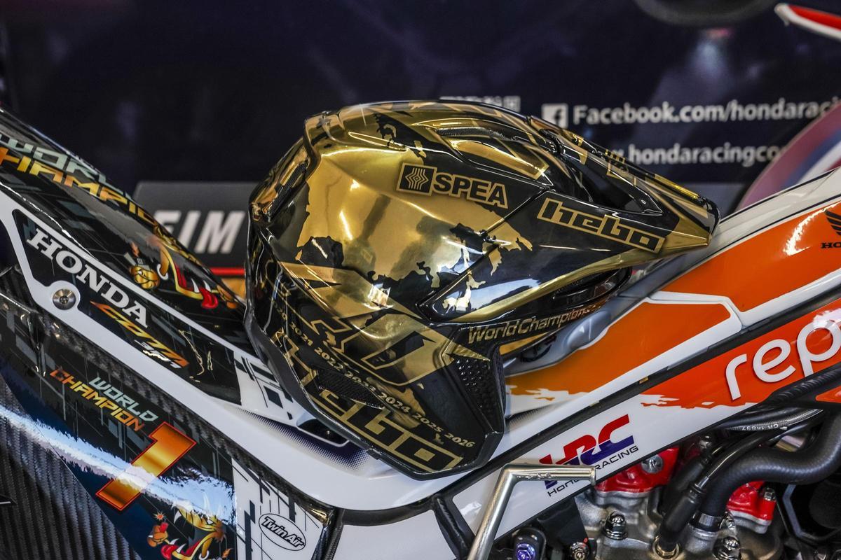 El casco de Toni Bou tras ser campeón