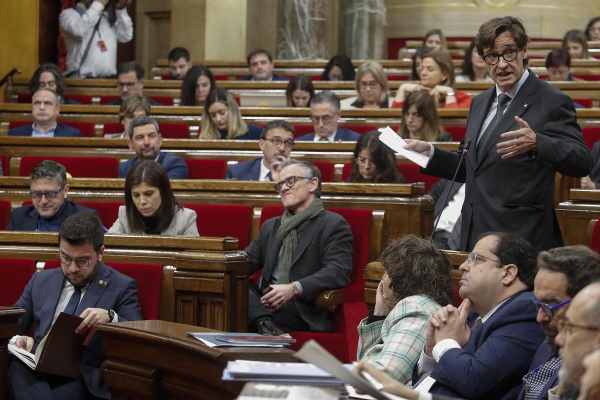 El primer secretario del PSC, Salvador Illa, este miércoles en el Parlament.