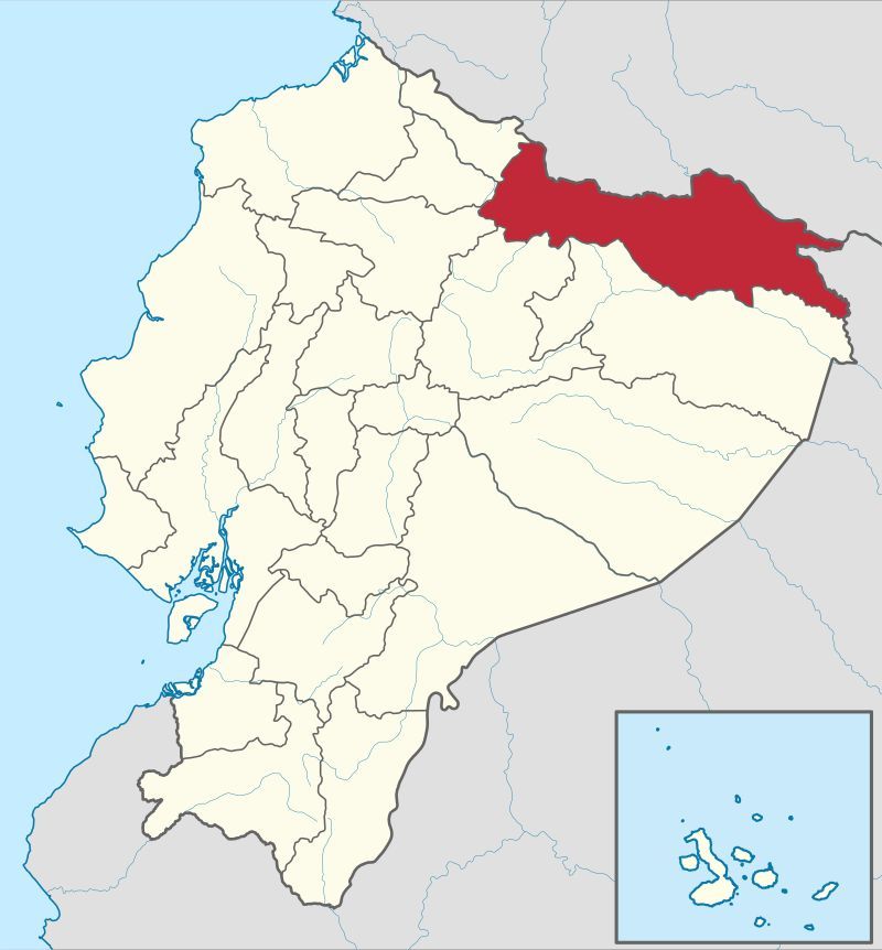 La provincia amazónica de Sucumbíos, en rojo