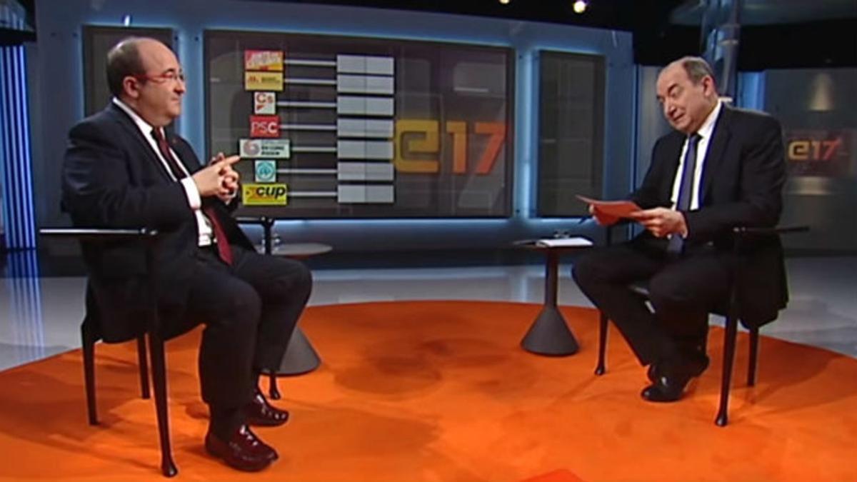Miquel Iceta y Vicent Sanchis, anoche, en la entrevista en TV-3.