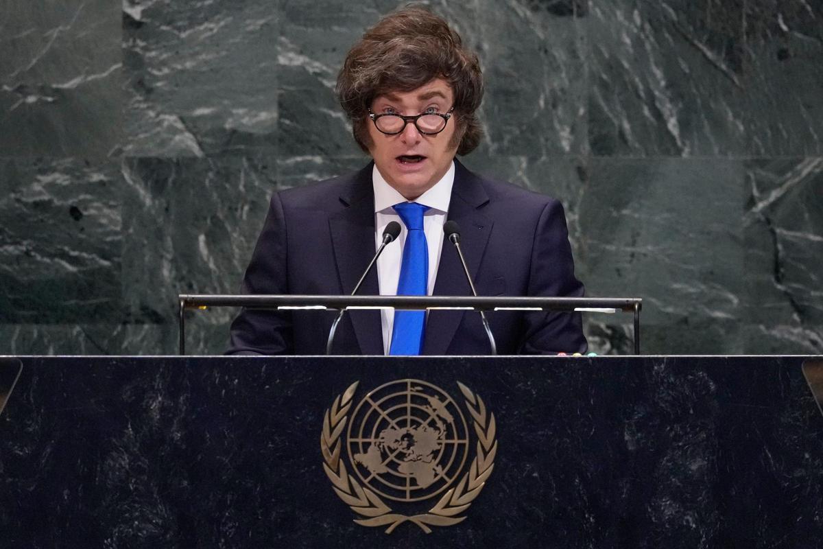 El presidente de Argentina, Javier Milei, este miércoles en la Asamblea General de la ONU.