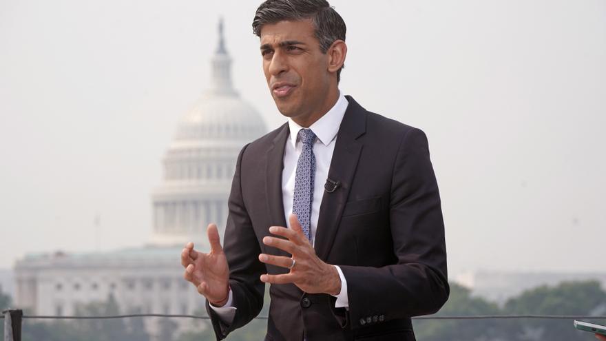 El primer ministro de Reinon Unido, Rishi Sunak, durante su visita a Washington DC.