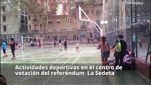 Activitats esportives al centre de votació del referèndum La Sedeta.