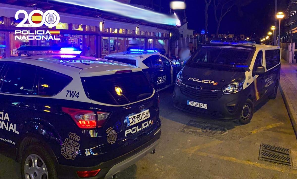 Agentes de la Policía Nacional, durante una intervención en Playa de Palma.