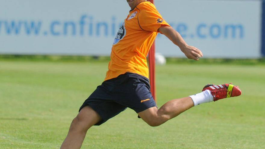 Bicho en un entrenamiento del Deportivo.