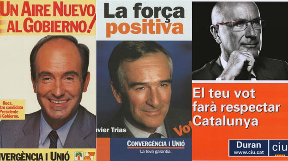 Tres dels cartells amb què CiU va concórrer a les eleccions generals.