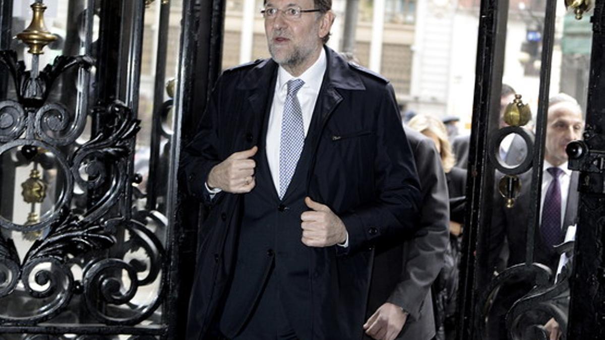 El presidente del Gobierno, Mariano Rajoy, el pasado 29 de abril, a su llegada a la Asamblea Anual del Instituto de Empresa Familiar, en Madrid.