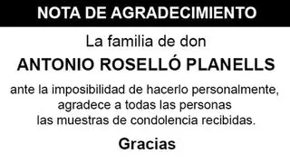 Nota Antonio Roselló Planells