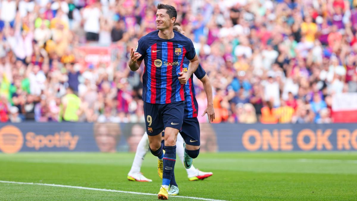 Lewandowski durante su primera temporada en Barcelona.