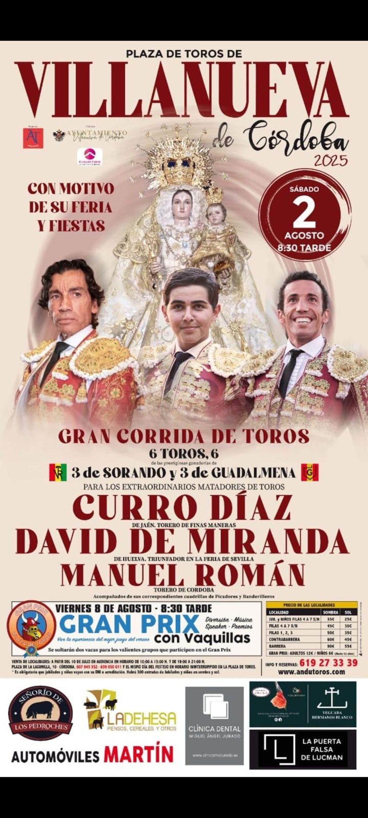 Cartel taurino del 2 de agosto en Villanueva de Córdoba.