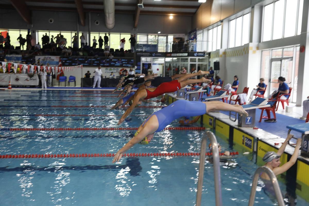 Una competición en las piscinas del parque del Oeste.