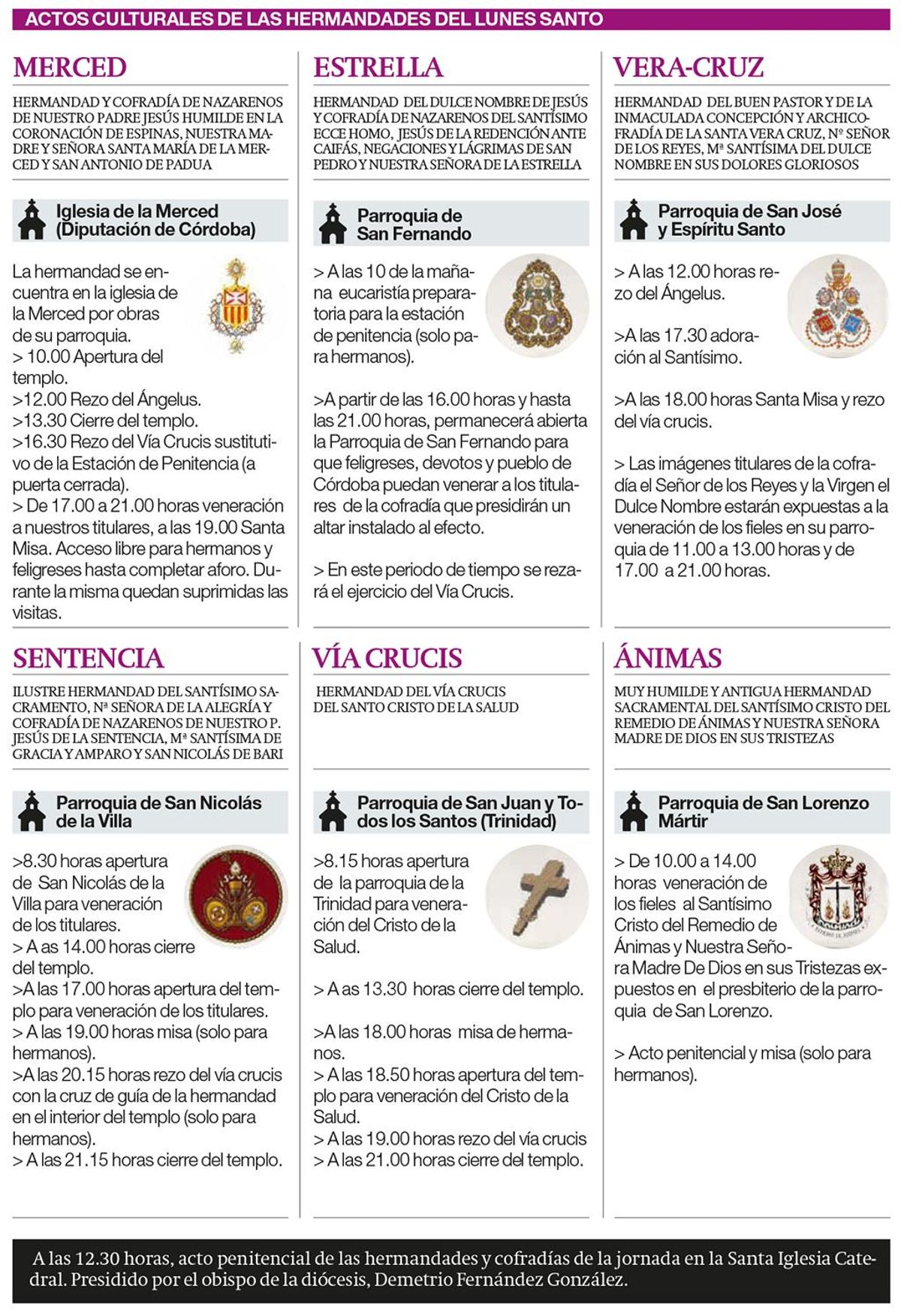 Actos del Lunes Santo.