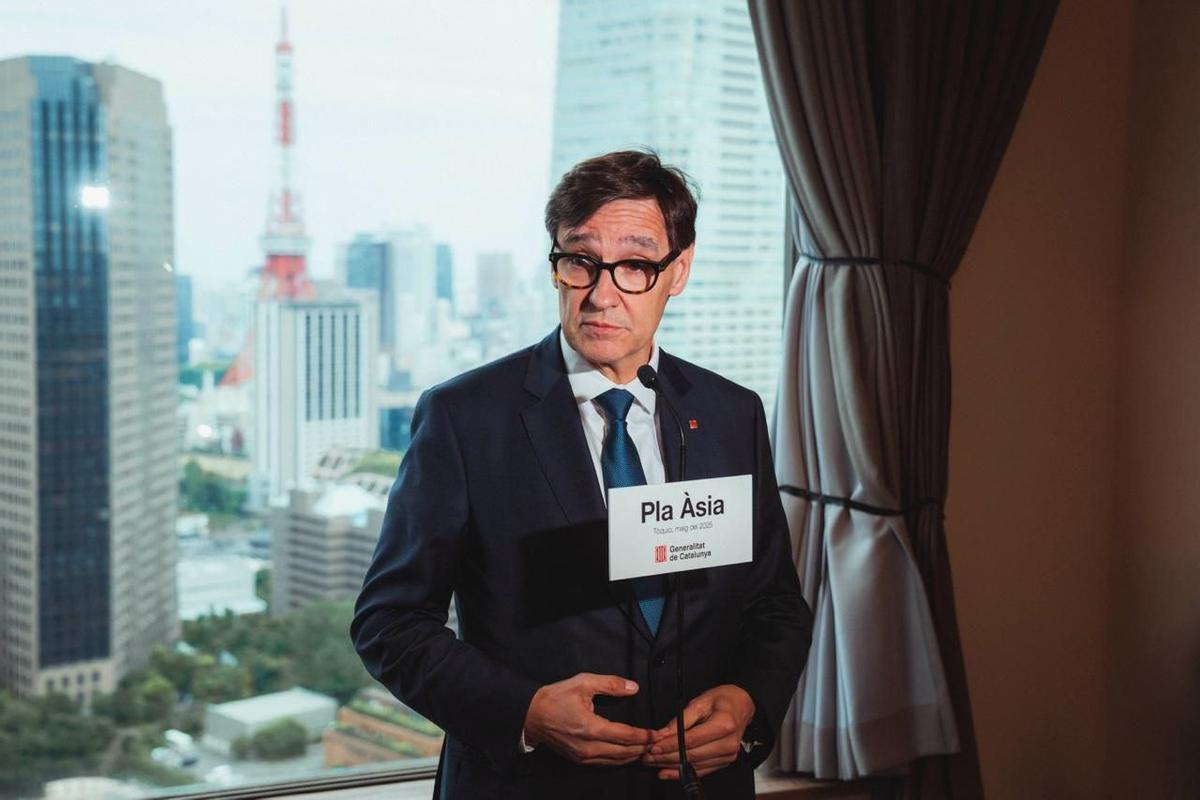 El president de la Generalitat, Salvador Illa, en una comparecencia desde Tokio El president de la Generalitat, Salvador Illa, en una comparecencia desde Tokio