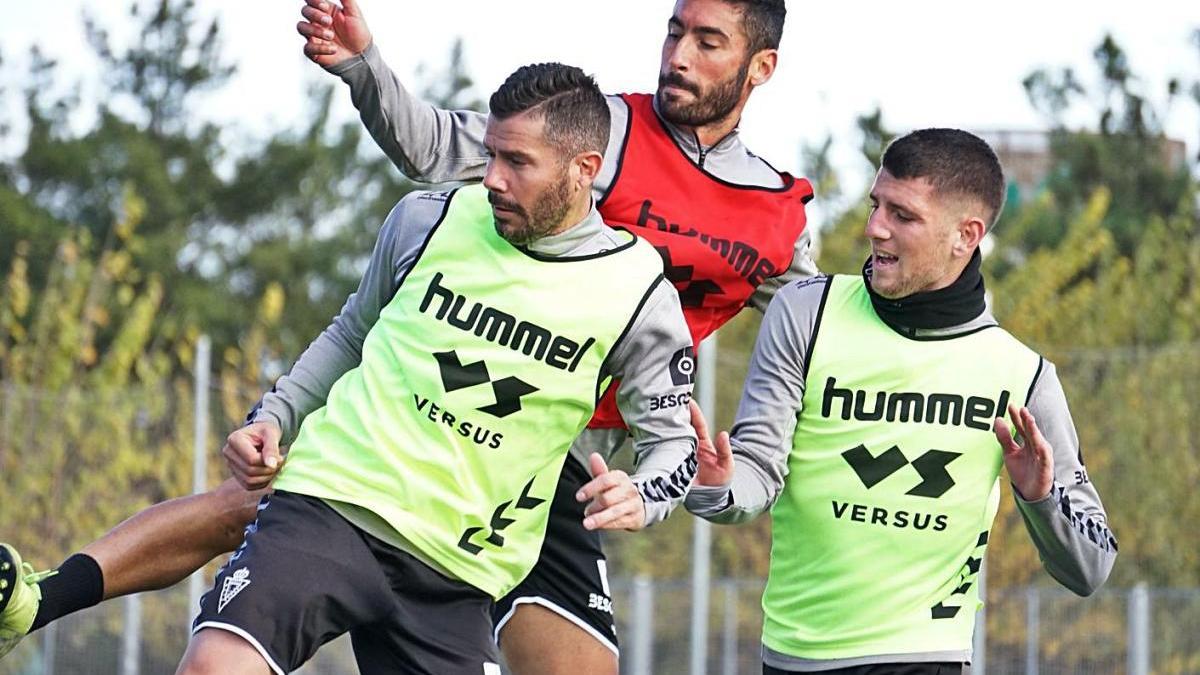 Antonio López pelea con Chumbi y Toril en un entrenamiento.