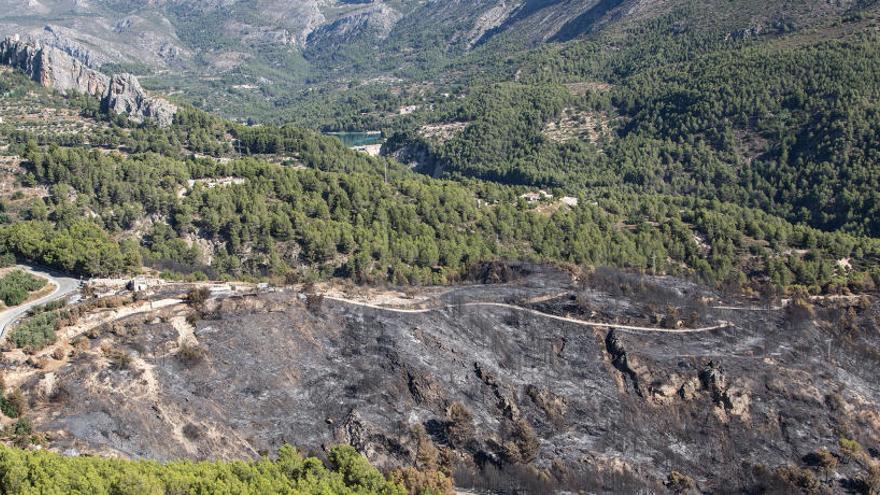 Incendio forestal en Guadalest la semana pasada