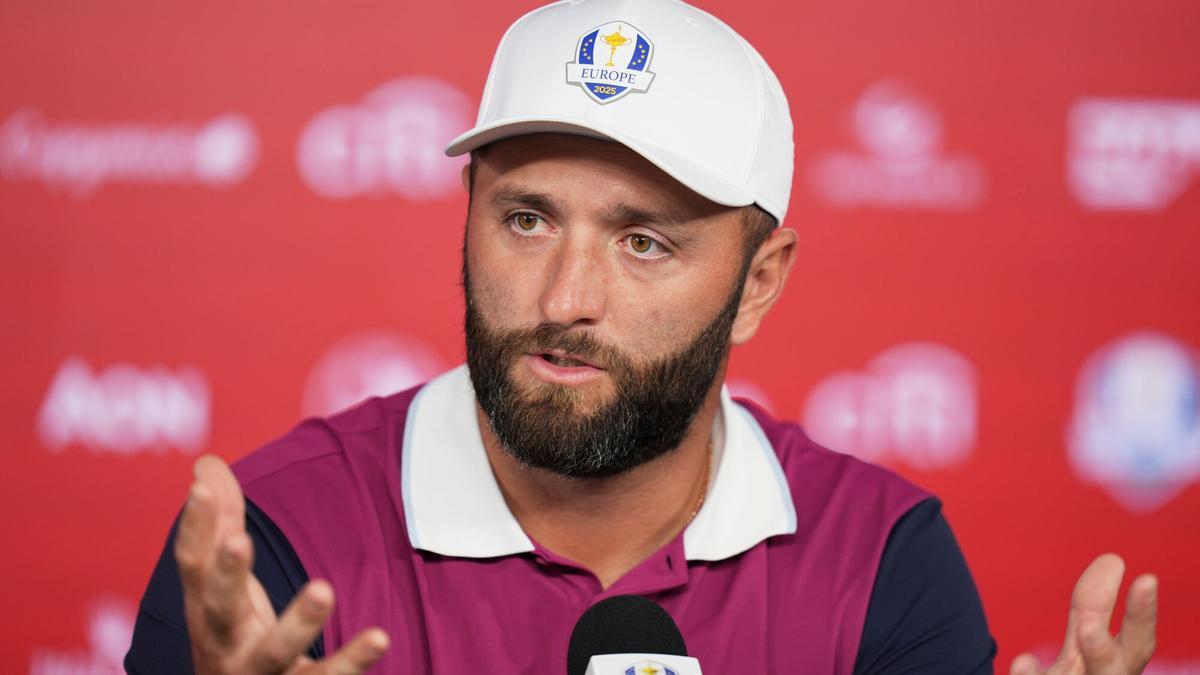 Rahm, durante la conferencia de prensa previa al inicio de la Ryder Cup