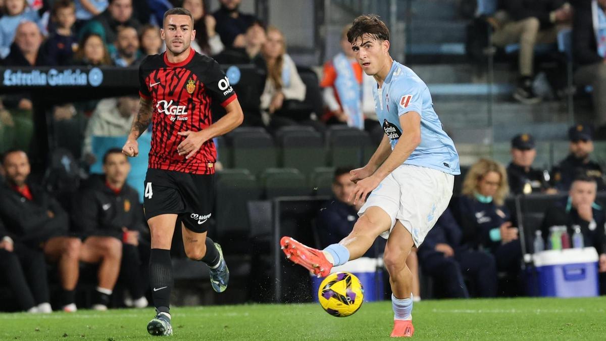 Dani Rodríguez, en el partido de este viernes en Balaídos.