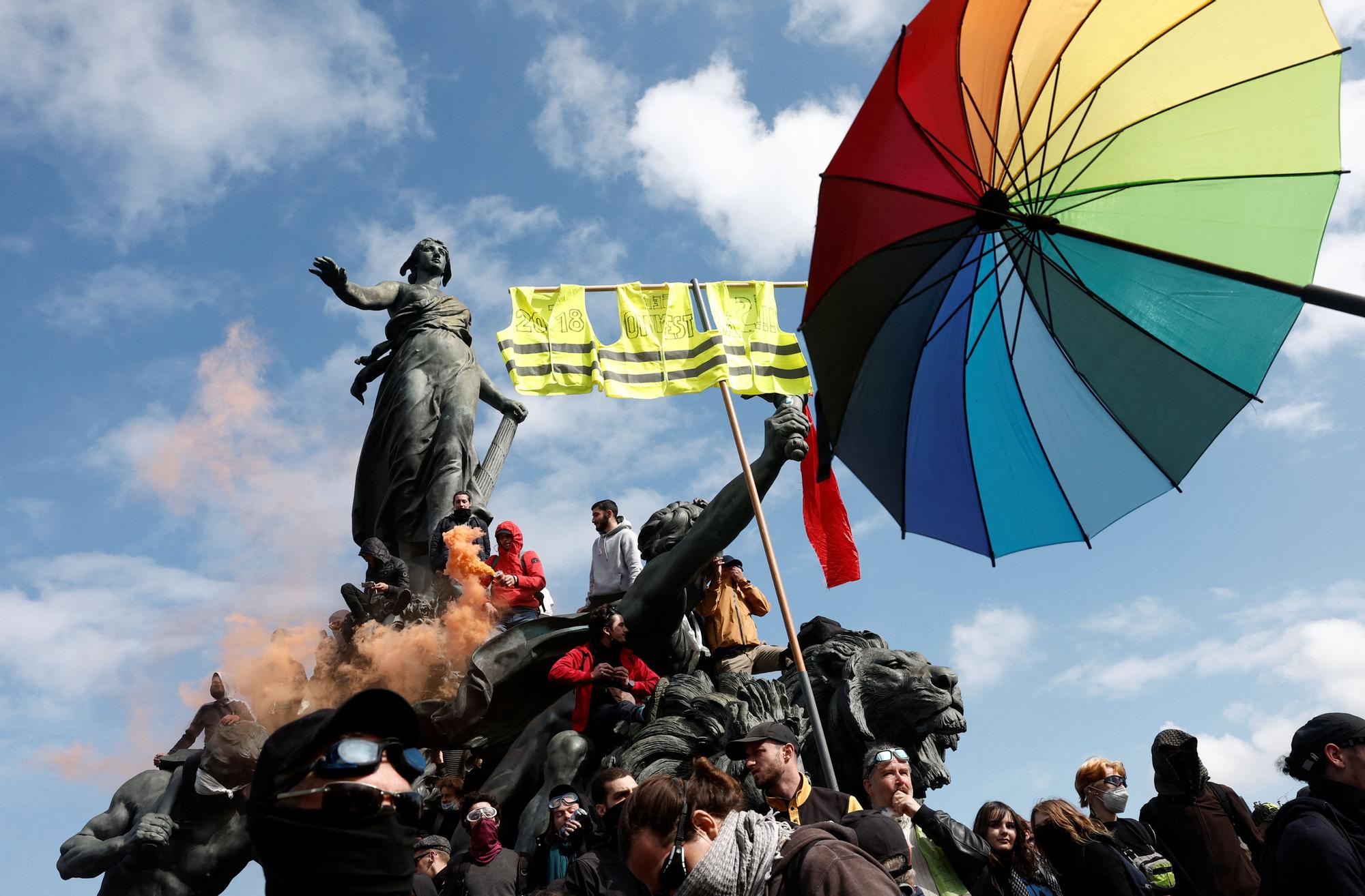 Traditional May Day labour union march in Paris