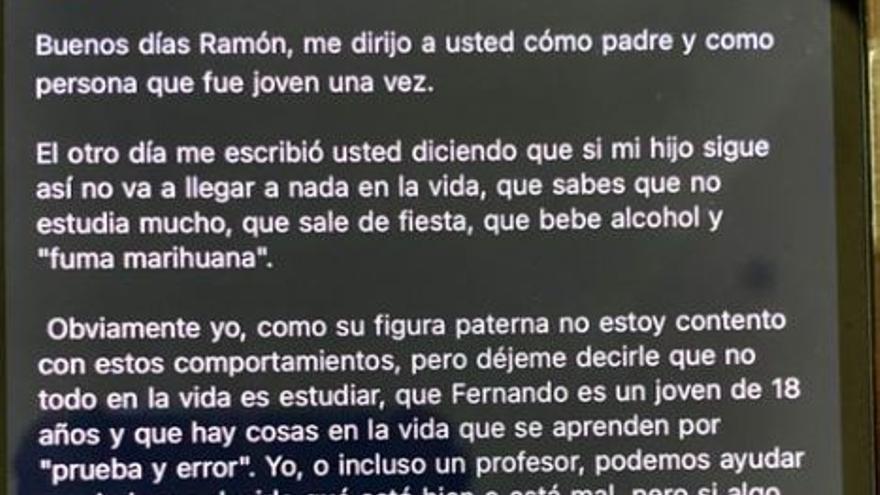 No le diga a mi hijo que no vale para nada. Las lecciones se las doy yo