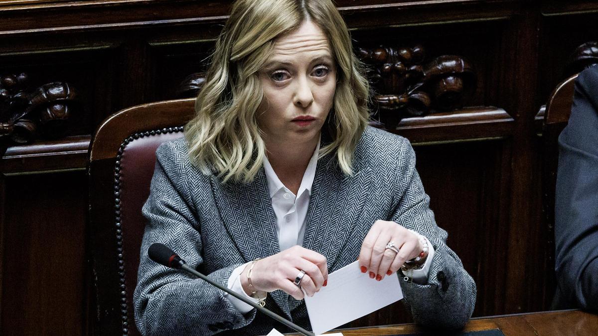 La primera ministra de Italia, Giorgia Meloni, este miércoles en la Cámara de Diputados.