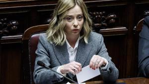 La primera ministra de Italia, Giorgia Meloni, este miércoles en la Cámara de Diputados.