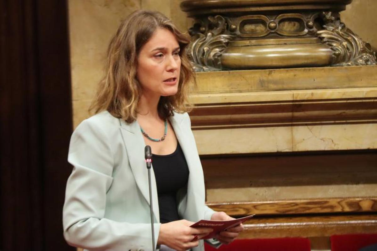 La presidenta del grupo de los Comuns, Jéssica Albiach, durante la sesión de control al president.