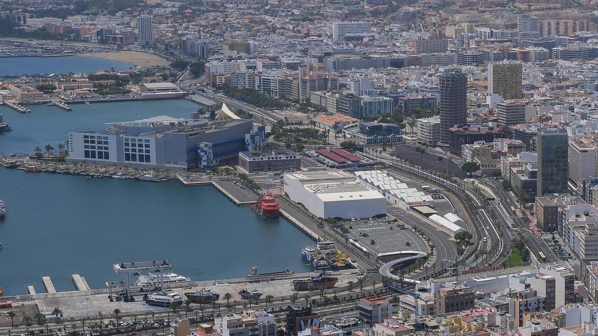 Vista aérea de la zona donde irá el gran parque del Puerto.