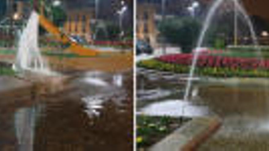 Els aspersors de la plaça Catalunya de Girona malmeten centenars de litres d&#039;aigua