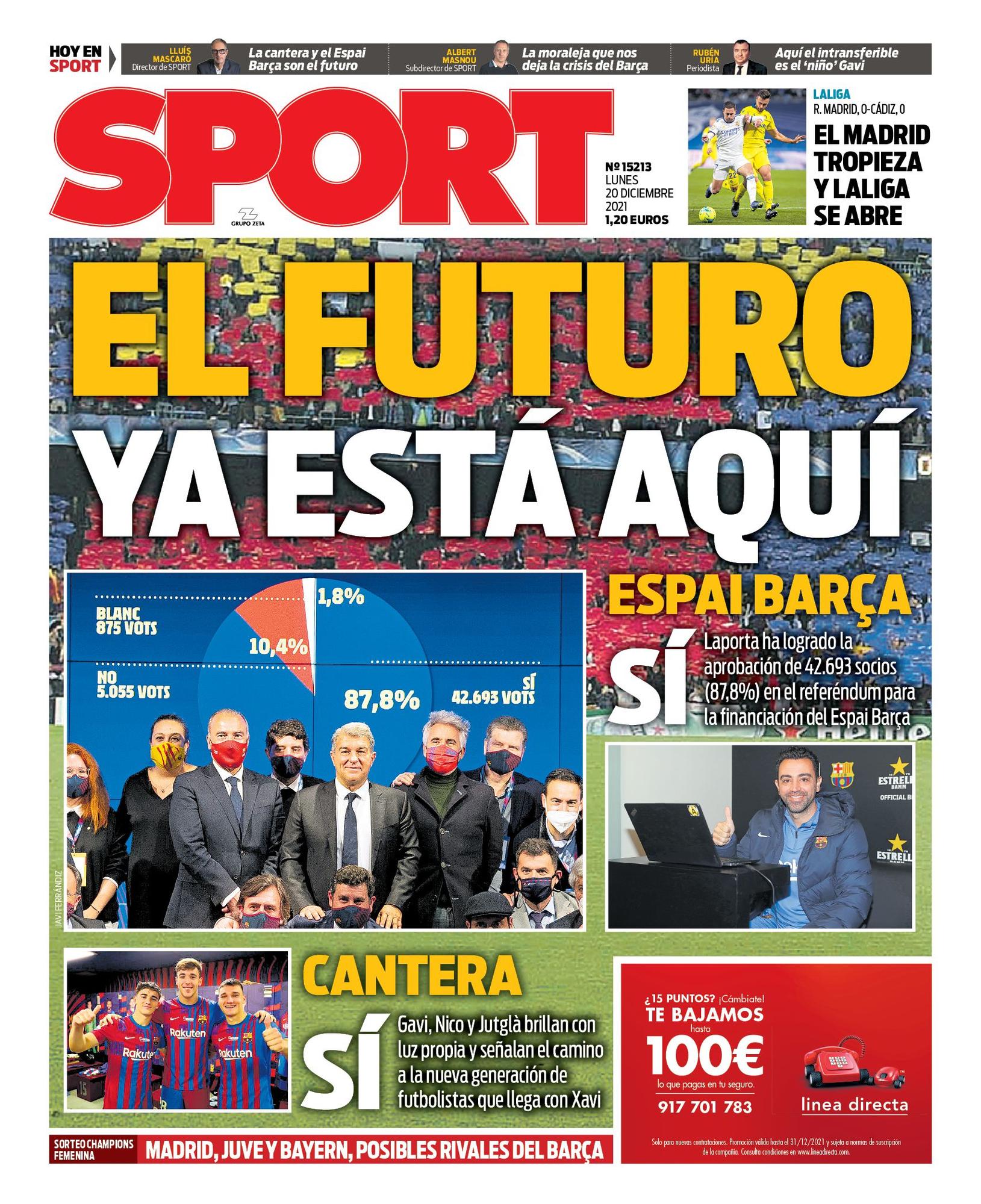 Esta es la portada de SPORT