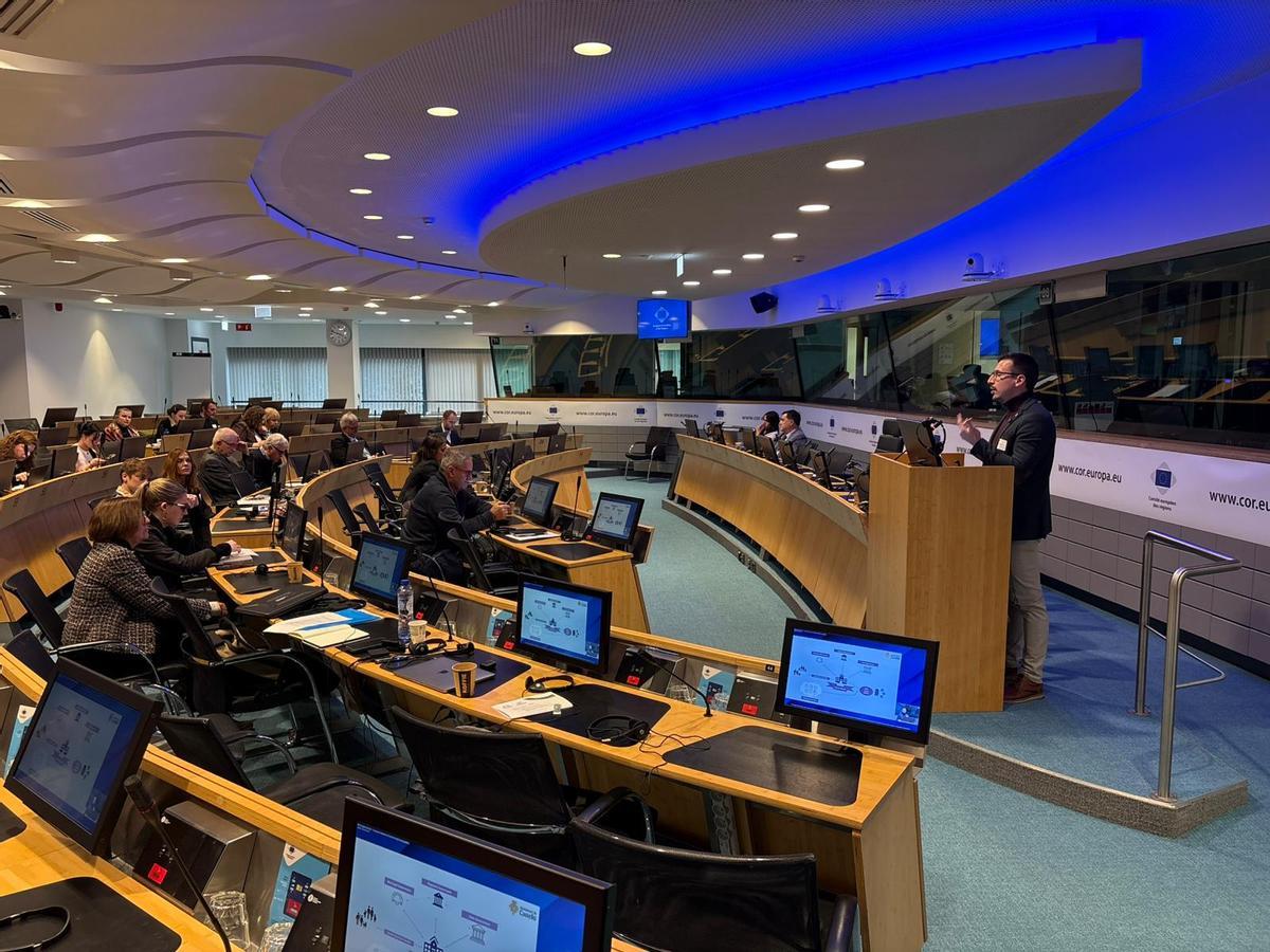 Un momento de la intervención de Vidal en Bruselas.