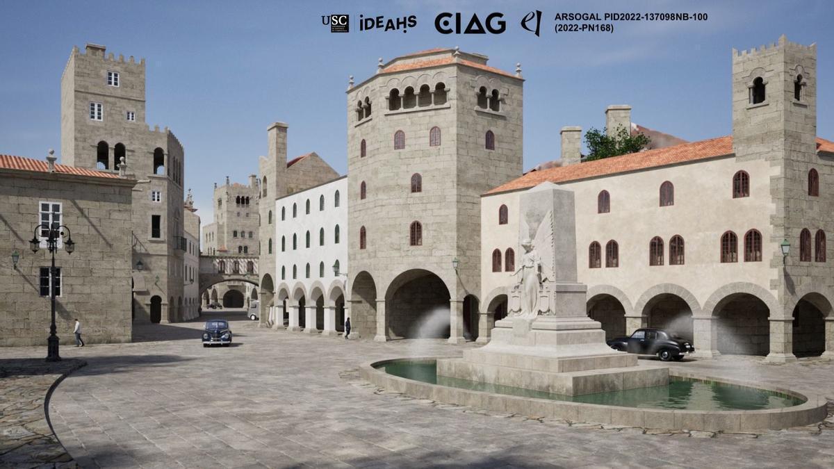 Recreación virtual de la Rúa Galicia proyectada por Antonio Palacios