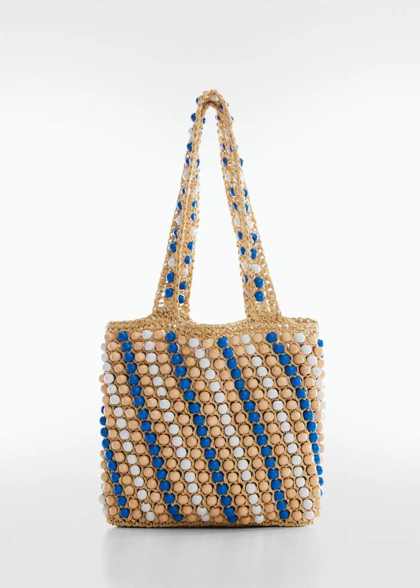 Bolso fibra natural y abalorios de Mango