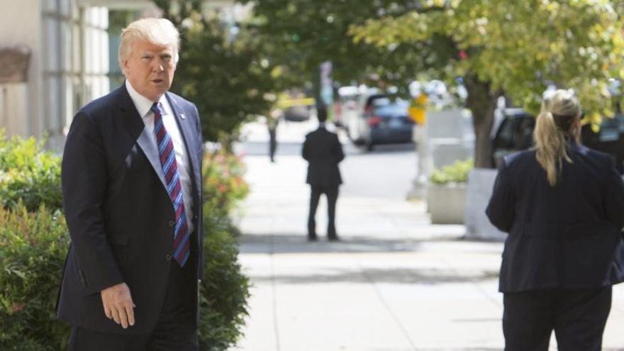 Donald Trump, durante un acto por el huracán Harvey.