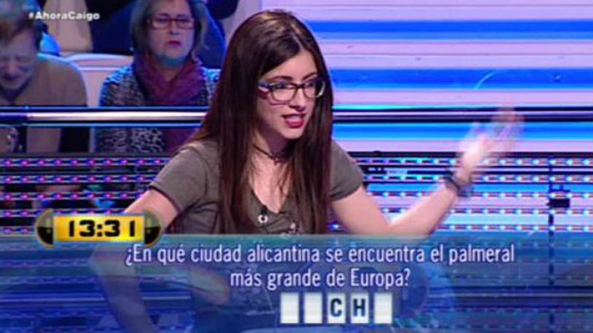 Moment en què Valeria no va saber respondre a la pregunta del programa ’Ahora caigo’ (Antena 3).