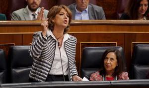 La ministra de Justicia, Dolores Delgado, en la sesión de control al Gobierno en el Congreso.